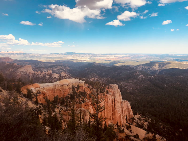 La vista sconfinata del Farview point nel Bryce Canyon